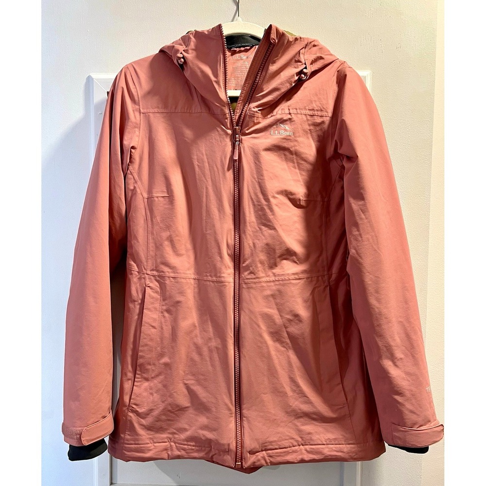 L.L.Bean TEK O2 Womens Pink Hooded Insulated Mid-Length Jacket XS 503410